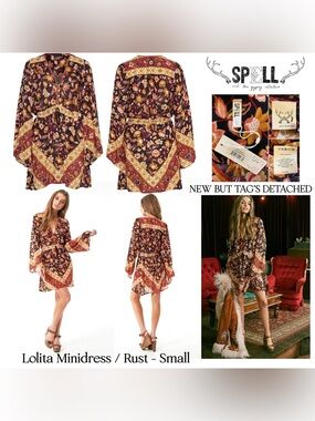 Spell Lolita Mini Dress | Rust | Small | New Tags Removed